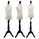 Children Kids Age 2-4 Tailors Dummy Mannequin, Cream Torso Bust with a Black Wood Tripod Stand